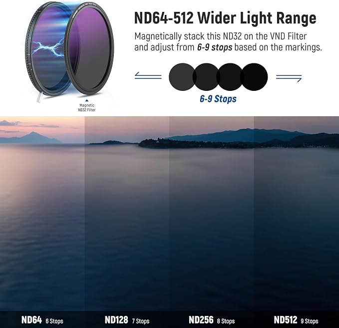 NEEWER HD True Colors 72mm Variable ND Filter ND2-512, VND Filter & Magnetic - Image 4