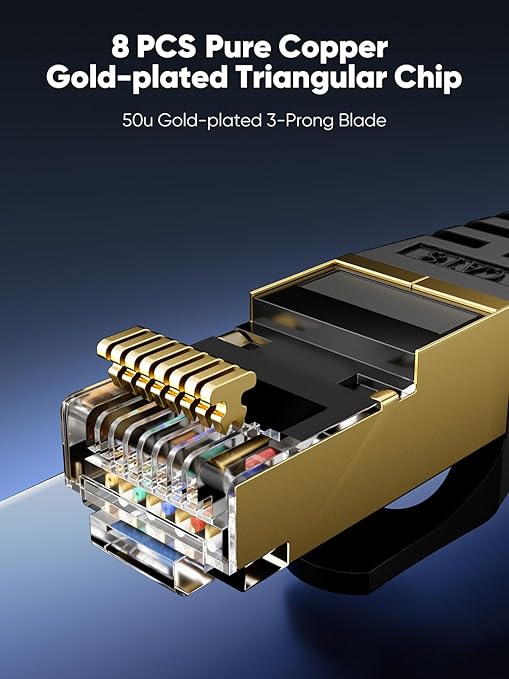 Cat 8 Ethernet Cable 150 FT Flat, High Speed 40Gbps 2000Mhz Braided Internet - Image 4