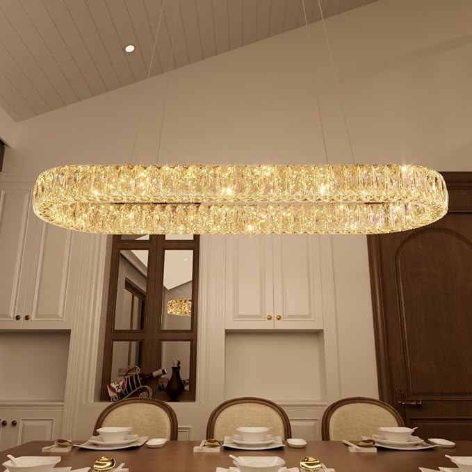 HAIXIANG Modern Crystal Chandelier Dimmable LED Long Chandeliers - Image 8