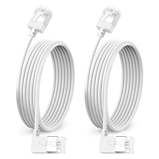 Ultra Thin Cat 6A Ethernet Cable 90° Degree Right Angled 1.6 Feet 2Pack by DUTEVOLNS