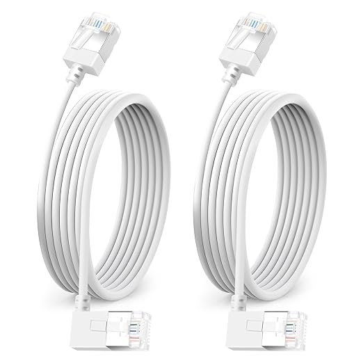 Ultra Thin Cat 6A Ethernet Cable 90° Degree Right Angled 6.6 Feet 2Pack by DUTEVOLNS