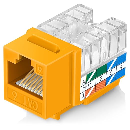Everest 90° Angled RJ45 Cat6 Keystone Jacks 100-Pack in Yellow - Image 8