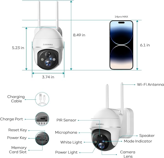 ZUMIMALL 2K Security Cameras Wireless Outdoor, Battery Powered Cameras - Image 5