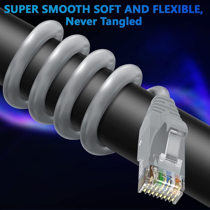 Adoreen Cat 6 Ethernet Cable 150 Ft-Gray, Outdoor & Indoor Snagless Long Round - Image 2