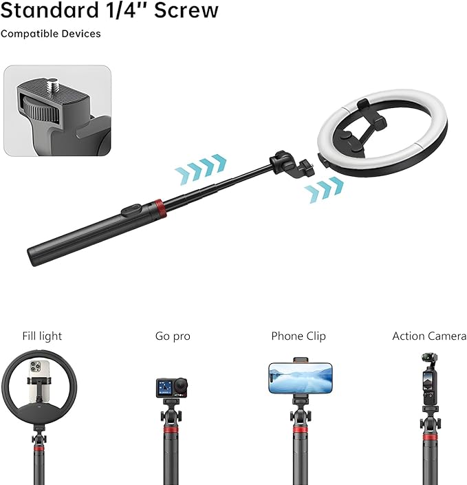 10''Selfie Ring Light with 64''Tripod Stand, Rechargeable Ring Light with Phone - Image 3