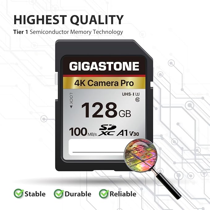 【5-Years Data Recovery】 GIGASTONE 128GB SD Card, 4K Camera Pro, UHS-I A1 V30 U3 - Image 7