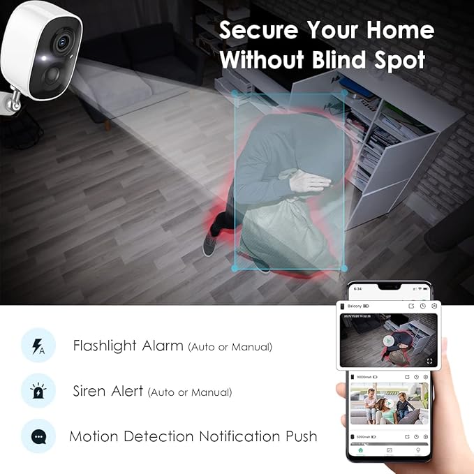 GMK Solar Security Cameras Wireless Outdoor, - Image 4