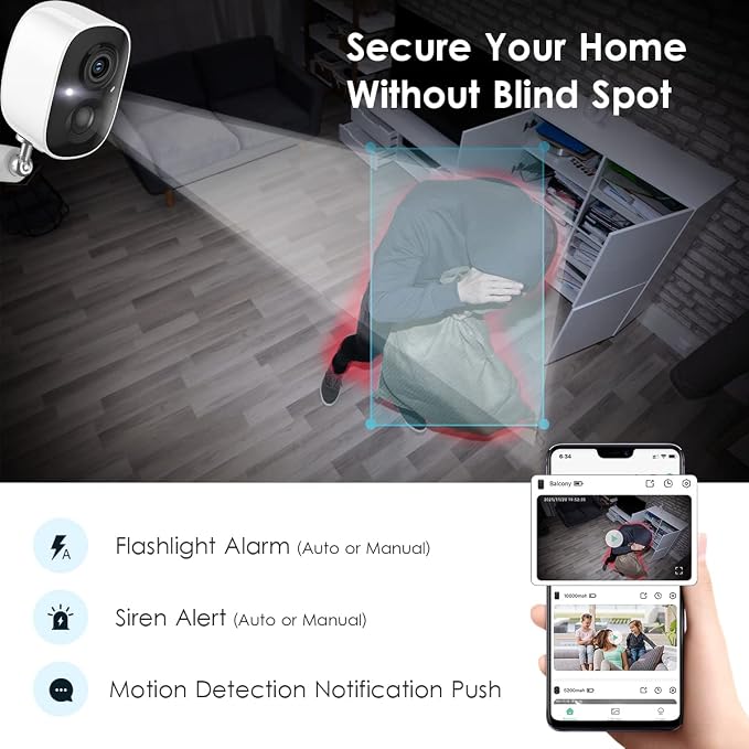 GMK Security Cameras Wireless Outdoor, 2K Color Night Vision AI Motion - Image 3