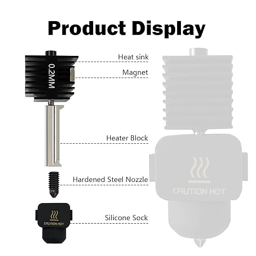 HzdaDeve 4 Pack 0.2MM 0.4MM 0.6MM A1 Mini/A1/A2L Hotend Print Head Hot End Kit - Image 5