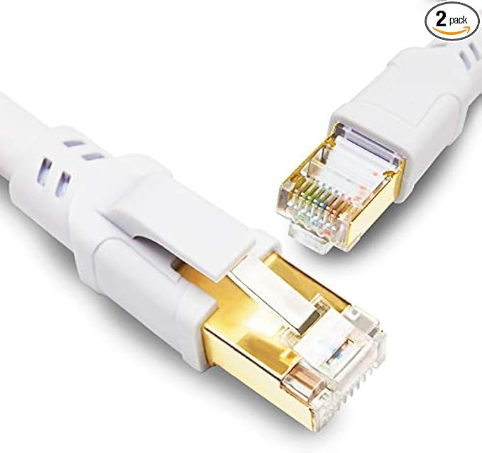 Yauhody CAT 8 Ethernet Cable 1.5FT 2 Pack, 40Gbps High Speed SFTP 2000MHz by Yauhody