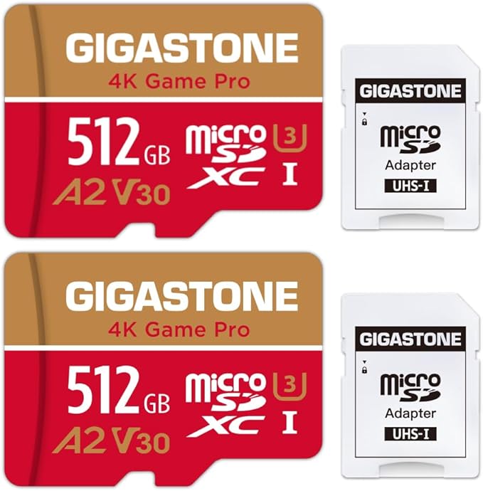 【for Switch 1 Only】 Gigastone 512GB Micro SD Card 2-Pack, 4K Game Pro, MicroSDXC by Gigastone