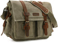 Kattee Leather Canvas Camera Bag Vintage DSLR SLR Messenger Shoulder Bag by Kattee