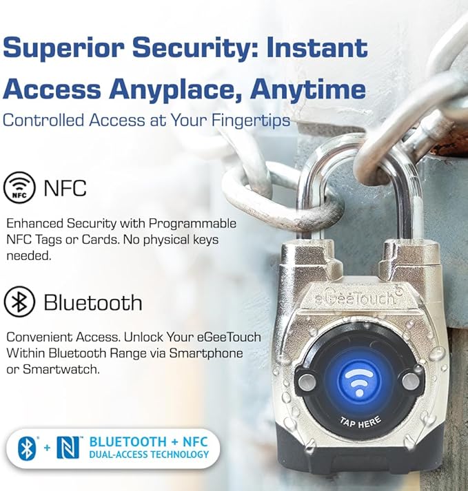 5th GEN Outdoor Smart Padlock – Keyless Bluetooth & NFC Lock, Weatherproof - Image 3