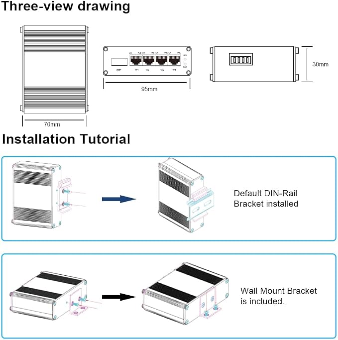 Industrial Gigabit 4 Ports PoE Ethernet Switch PoE+ Fiber Switch - Image 6