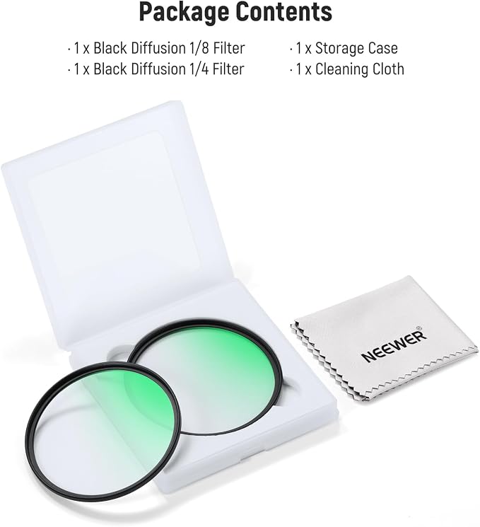 NEEWER 58mm 1/4 & 1/8 Black Diffusion Filter - Image 8