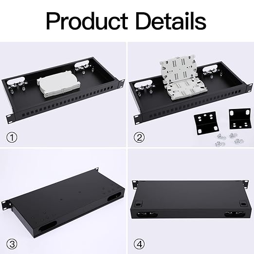 19" Rack Mount Enclosure Fiber Optic Box Fits Racks Cabinet 1U LGX Loaded Patch - Image 3