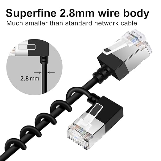 Slim Cat 6 Ethernet Cable 90° Left Angled 30 Feet, Ultra Thin & Flexible Rj45 - Image 2