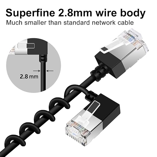 Ultra Slim 90° Degree Cat 6A Ethernet Cable Left Angled 6.6 Feet 2Pack - Image 6