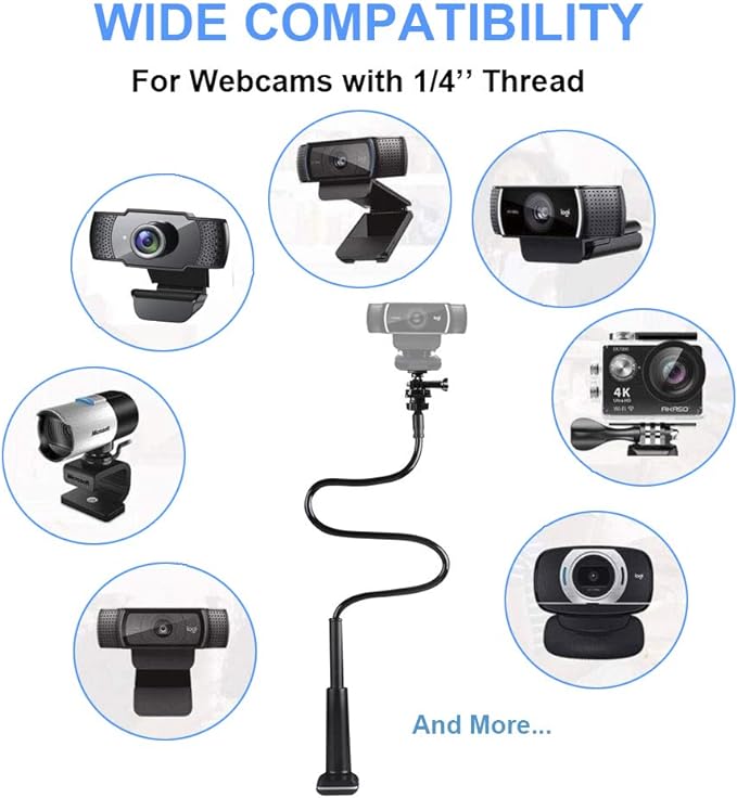 30 Inch Webcam Stand Camera Mount, Upgraded Thick Base Flexible Gooseneck - Image 5