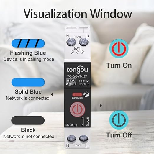TONGOU ZigBee DIY Smart Switch 63A| DIN Rail Switch| 1P+N 90-240VAC| Real-time - Image 7