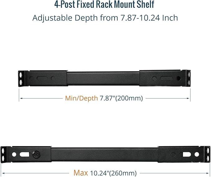 Tecmojo 0.5U Rack Shelf for 10" Server Rack & Cabinet, Adjustable 7.87-10.24" - Image 4