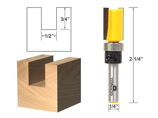 YONICO Router Bits Pattern Bit Flush Trim Set 4 Bit 1/2-Inch Diameter 1/4-Inch - Image 5