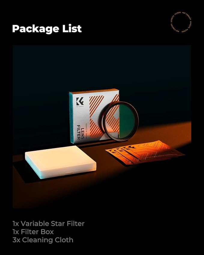 K&F CONCEPT 82mm Variable Star Filter Cross Screen Starburst Filter 4, 8 Points - Image 7