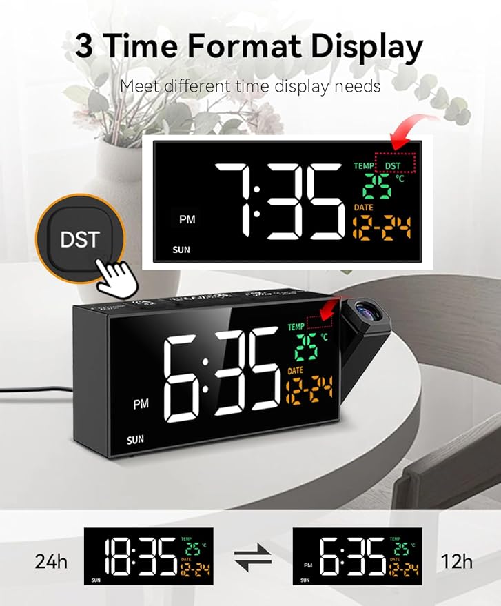 Netzu Projection Clock for Bedroom Ceiling, Alarm Clocks - Image 6