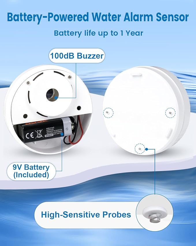 3 Pack Water Leak Detectors for Home, 100dB Waterproof Water Sensor Alarm Leak - Image 5