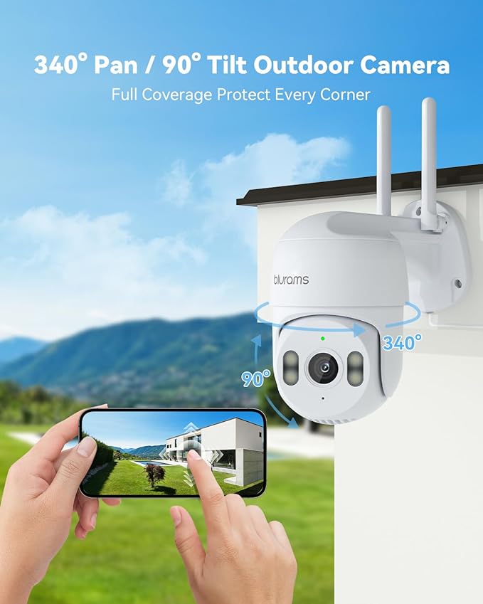 blurams 2Pack Security Cameras Outdoor Wired, 2K 360° PTZ Outdoor Security - Image 2