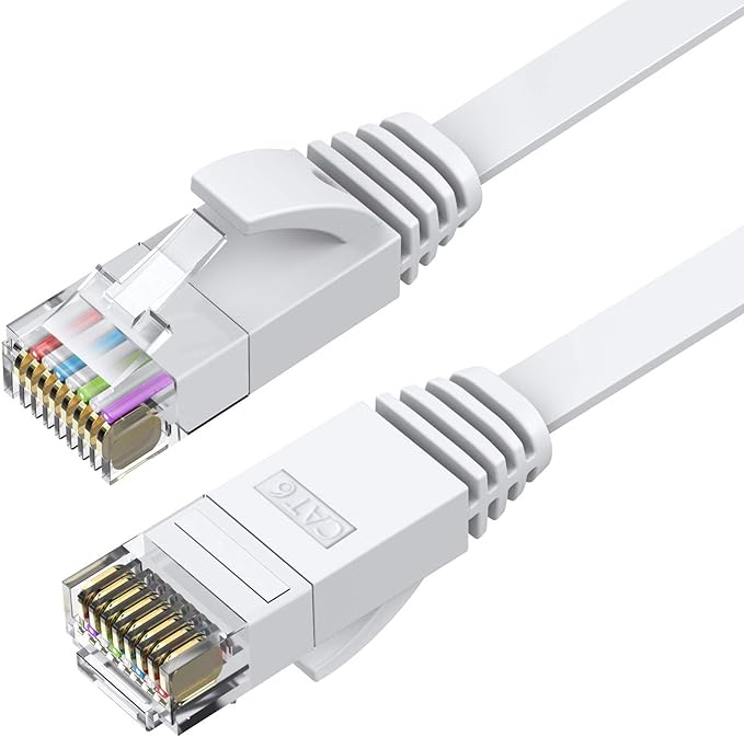BUSOHE Cat6 Ethernet Cable 60 FT White, Cat-6 Flat Computer Internet LAN - Image 2