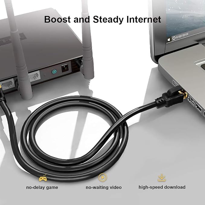 Yauhody CAT8 Ethernet Cable 33FT, High Speed 40Gbps 2000MHz 26AWG Internet - Image 3