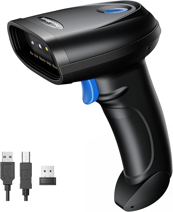Bluetooth 1D&2D Barcode Scanner, 3-in-1 Bluetooth & USB Wired & 2.4G Wireless by Unknown