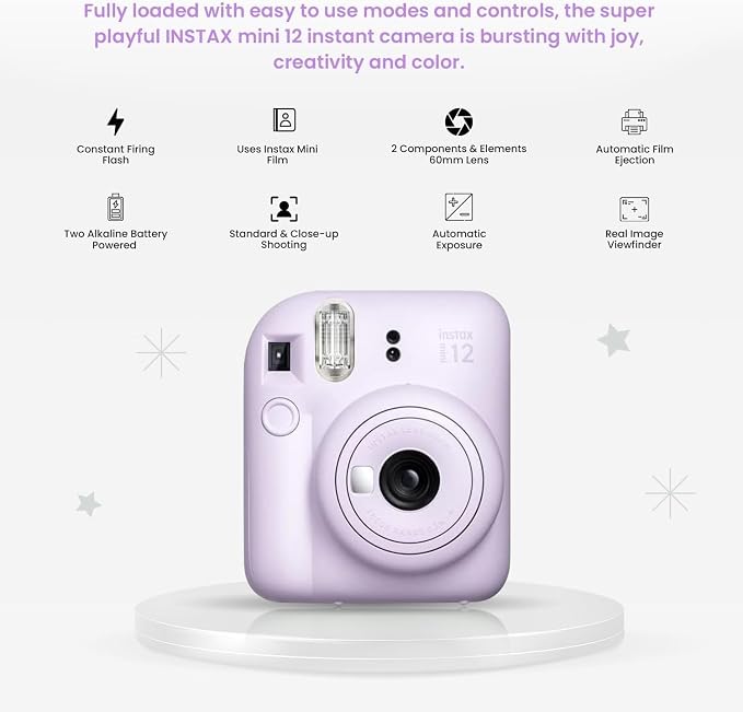 Fujifilm INSTAX MINI 12 Blue Bundle 2025, Lilac Purple) - Image 3
