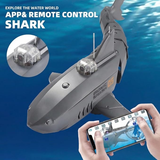 Remote Control Shark Pool with HD Underwater Camera, 2.4G Electric RC Fish Boat - Image 5