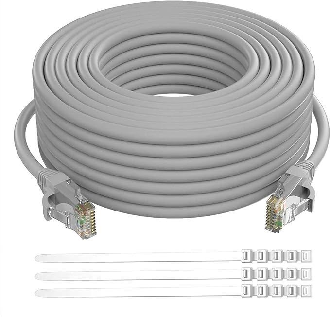 Adoreen Cat 6 Ethernet Cable 250 Ft-Gray, Outdoor & Indoor Snagless Long Round by Adoreen