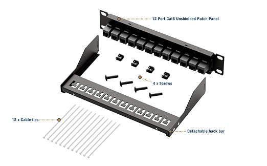 iwillink 10Gbps Patch Panel 12 Port, 10-Inch Through Coupler RJ45 Cat6 Patch - Image 5