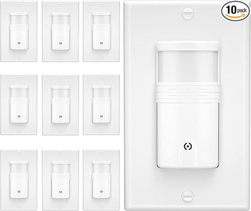 10 Pack, 3-Way Motion Sensor Light Switch, Neutral Wire Required, Indoor by EverElectrix