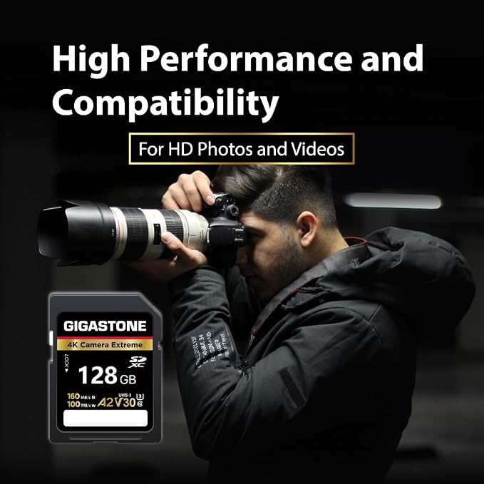 【5-Years Data Recovery】 GIGASTONE 128GB SD Card, 4K Camera Extreme, UHS-I A2 - Image 4