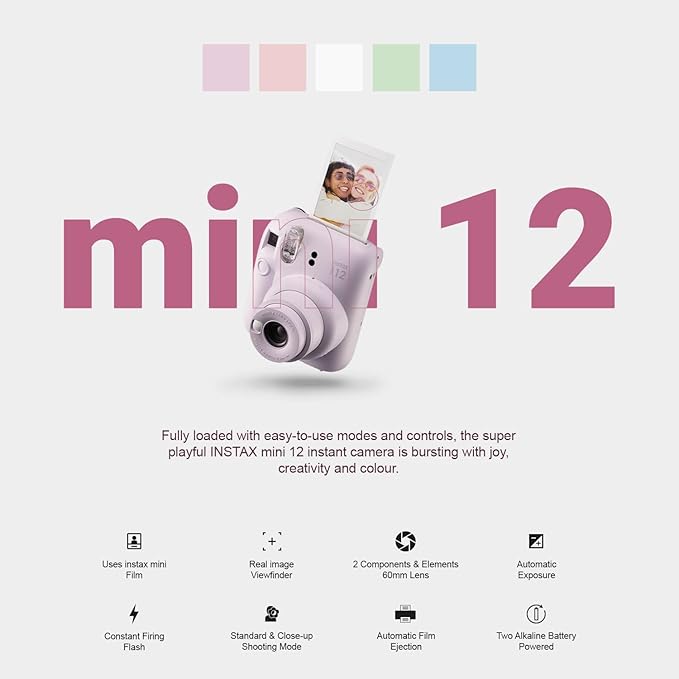 Fujifilm Instax Mini 12 Instant Camera + Minimate Custom Case + Fuji Instax - Image 2