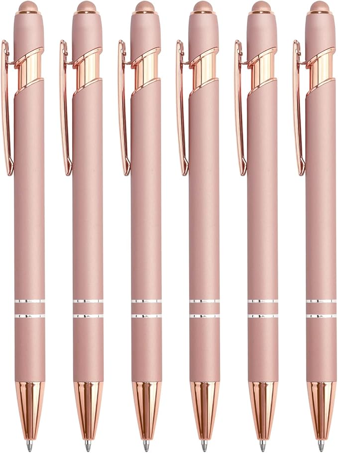 6 Pack Ballpoint Pen 2-in-1 Stylus Retractable Ballpoint Pen by Bribobo