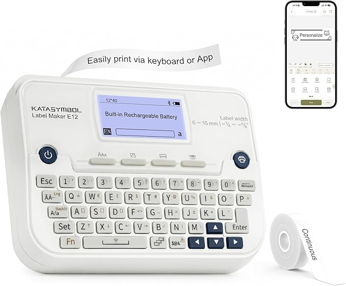 SUPVAN E12 Bluetooth Label Maker Machine, Support Keyboard & App by SUPVAN