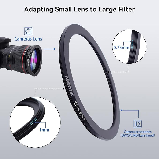 86mm Lens to 67mm Camera Lens Adapter, 86mm-67mm Filter Step-Down Ring - Image 4