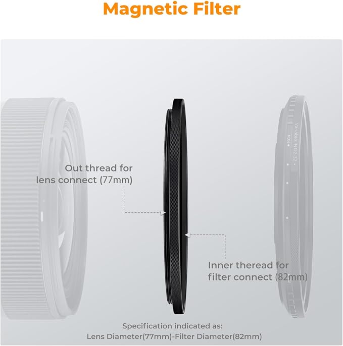 K&F CONCEPT 67-82mm Magnetic Filter Adapter Ring, - Image 3