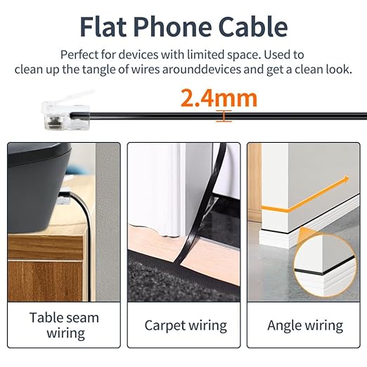 RJ12 Cable 25 feet Telephone Line Cord - Image 6