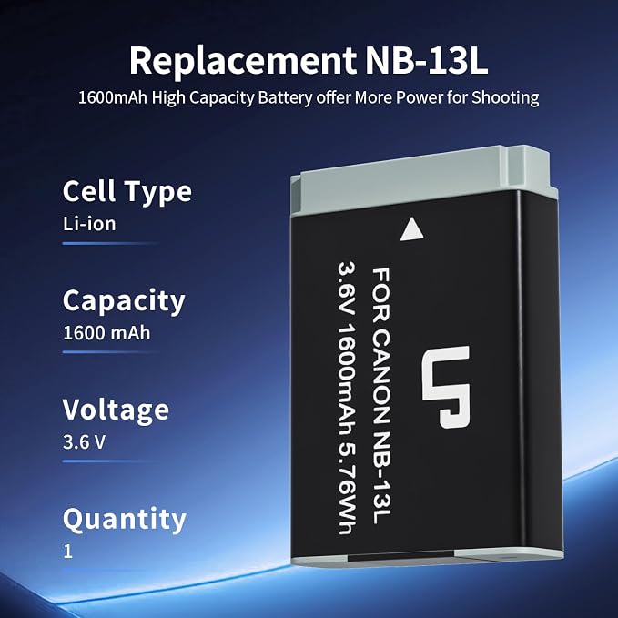 LP NB-13L Battery, 1600mAh Replacement Battery Compatible - Image 5