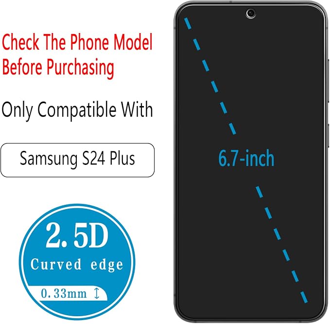 2 Pack Screen Protector for Samsung Galaxy S24 Plus 5G Tempered Glass - Image 3