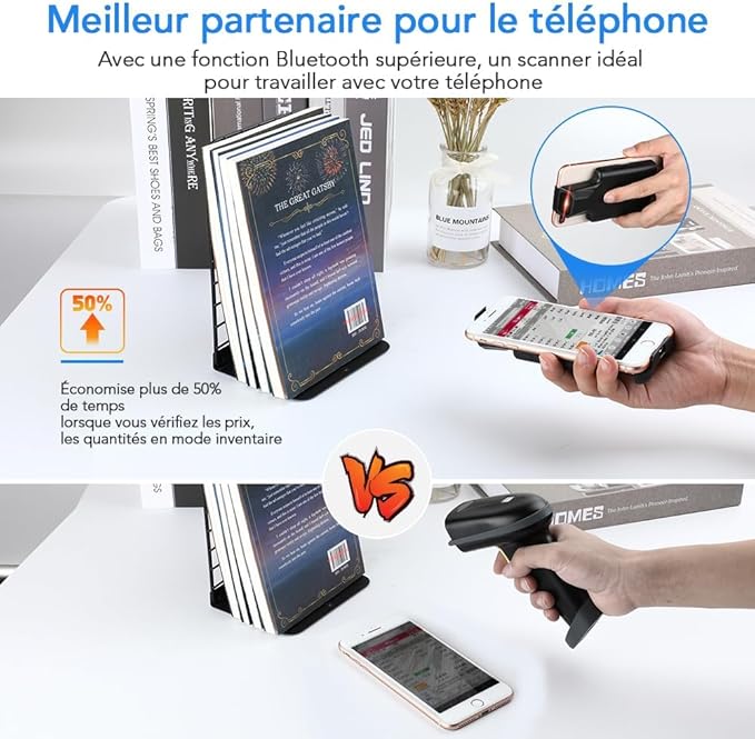 Eyoyo Bluetooth Back Clip Phone Barcode Scanner, 1D 2D QR Wireless Bar Code - Image 2