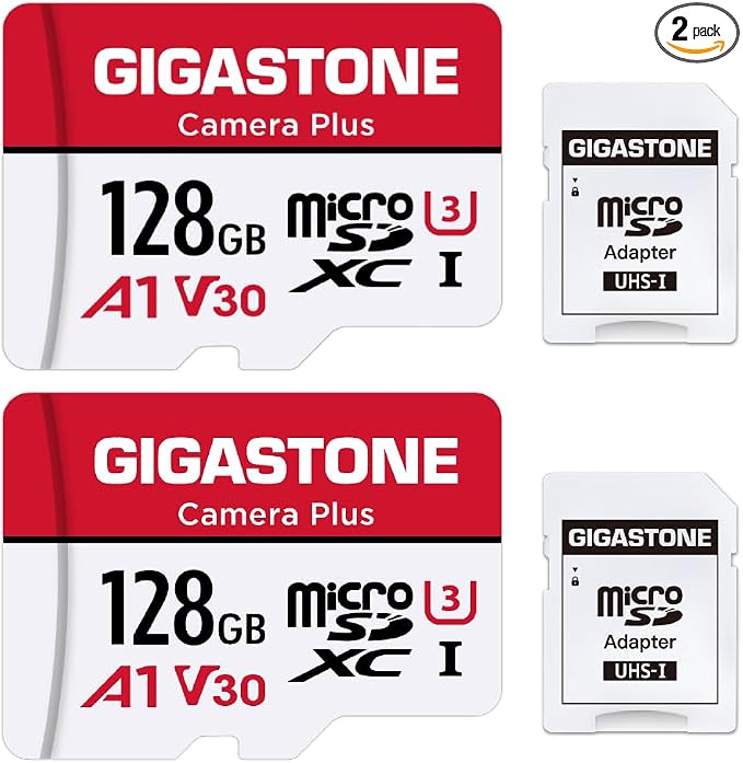 GIGASTONE 128GB Micro SD Card 2-Pack, Camera Plus, Compatible by Gigastone