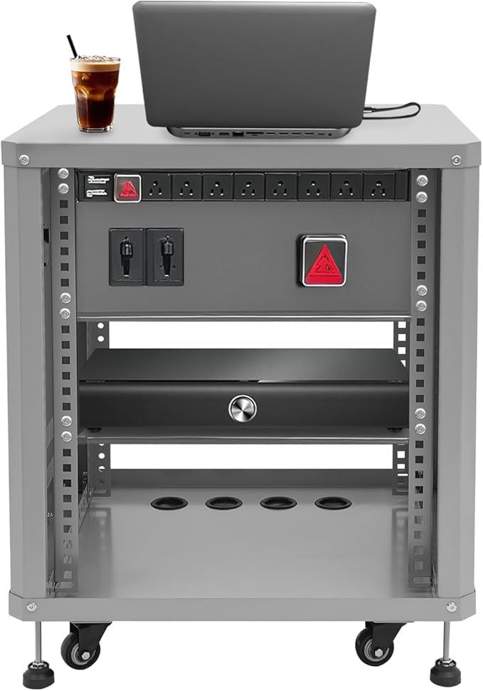 12U Home Audio & Video Stage Stereo Equipment Storage Cabinet Stand On Wheels by EcoTypee